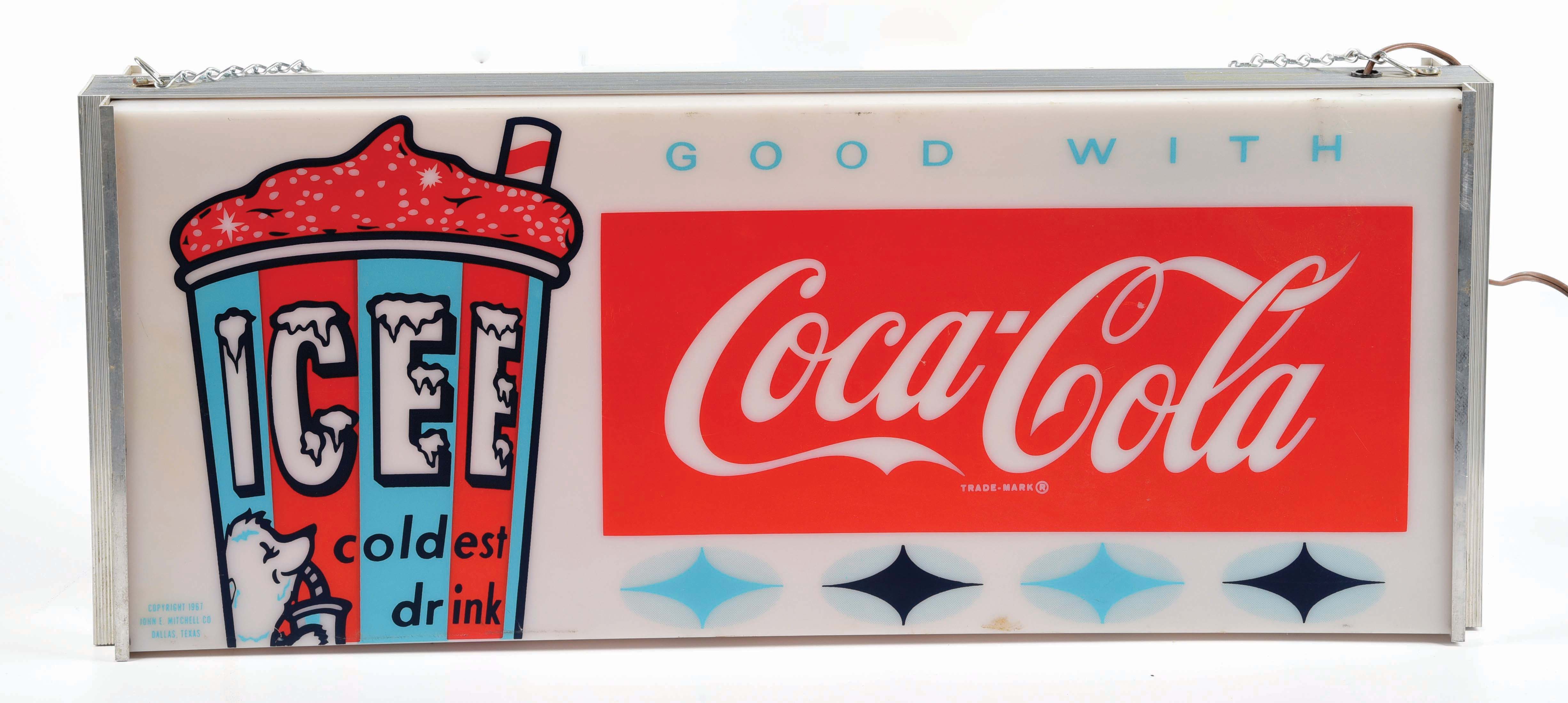 NEW OLD STOCK GOOD WITH COCA-COLA ICEE DOUBLE SIDED HANGING LIGHT-UP ...
