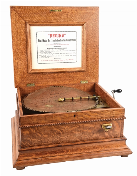 REGINA 15 - 1/2" DISC COIN OPERATED MUSIC BOX.