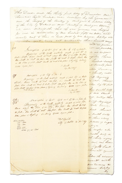 GOVERNOR LEWIS CASS DEED TO SOLOMON SIBLEY FOR LOTS IN DETROIT.