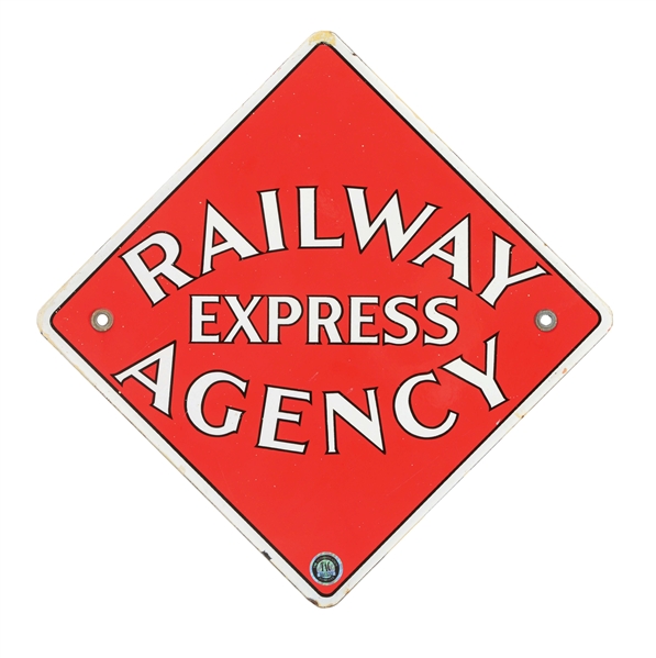 RAILWAY EXPRESS AGENCY PORCELAIN SIGN. 