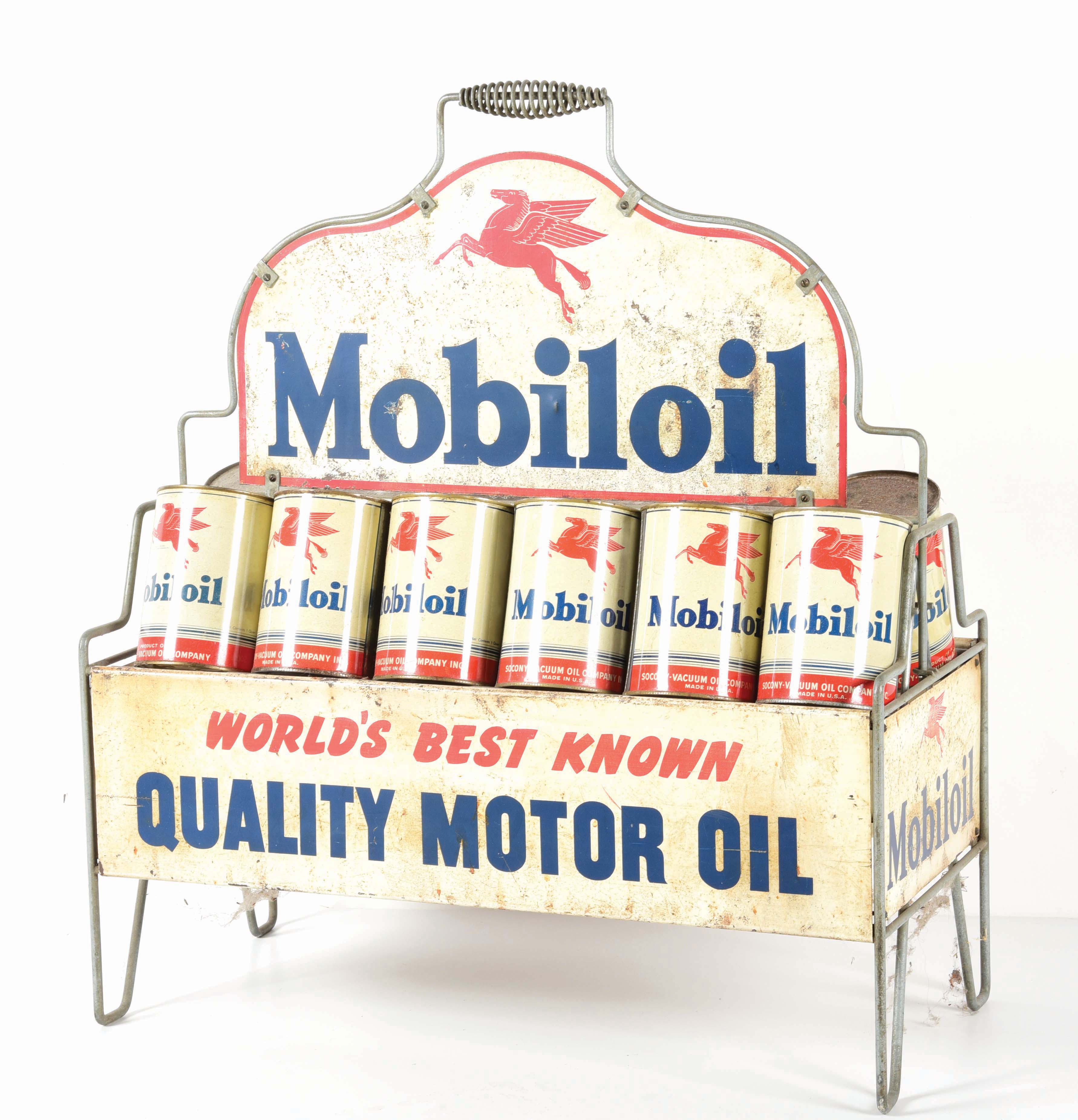 Service Station Rack Lot Detail - MOBILOIL SERVICE STATION QUART CAN DISPLAY RACK.