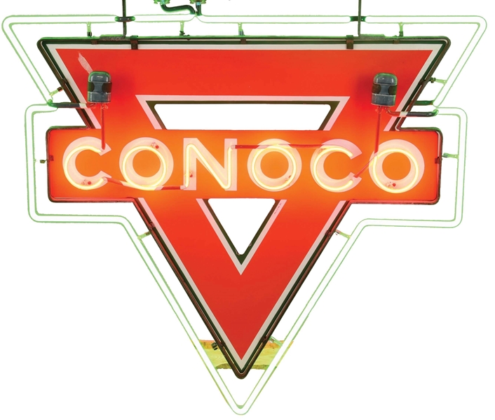 RARE CONOCO GASOLINE PORCELAIN SERVICE STATION NEON SIGN.