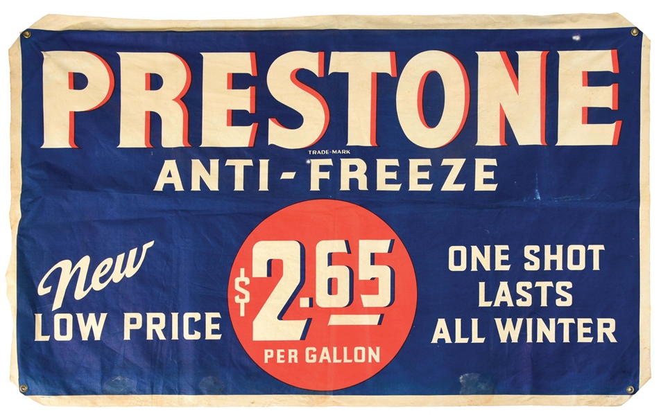 PRESTONE ANTI-FREEZE CANVAS BANNER.