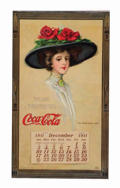 1911 FRAMED AND MATTED COCA-COLA CALENDAR.        