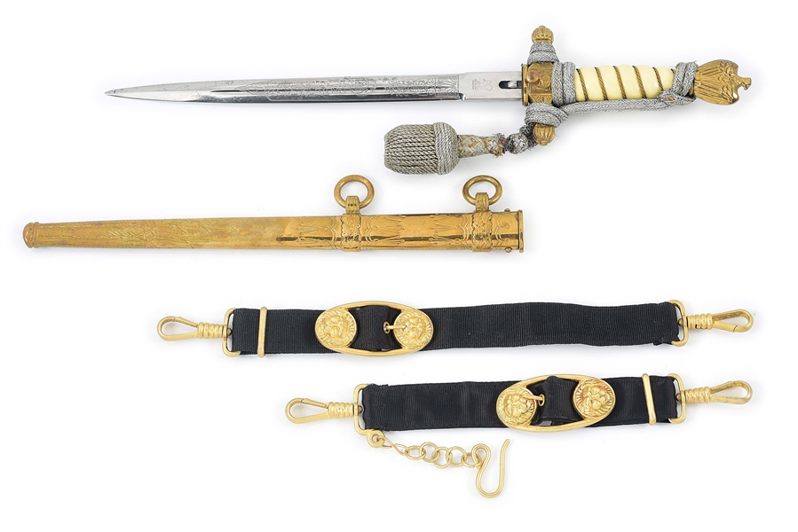 GERMAN WWII KRIEGSMARINE DAGGER WITH HANGERS.