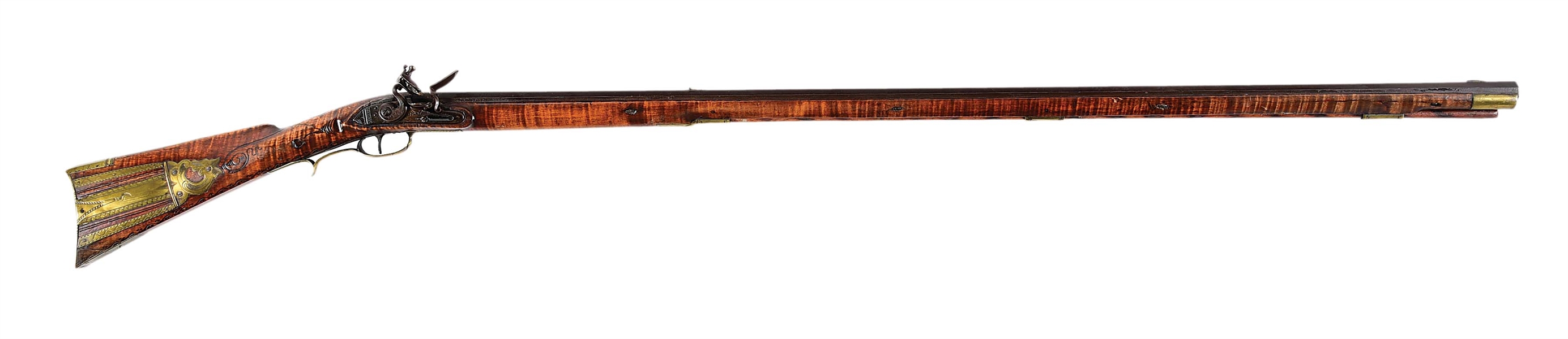 (A) FINE CARVED MELCHOIR FORDNEY SIGNED KENTUCKY RIFLE.