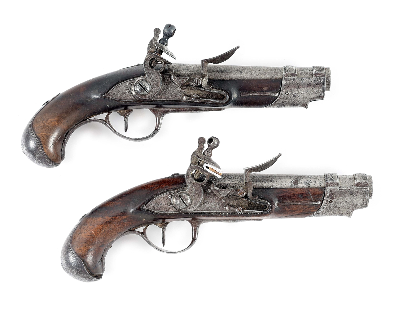 (A) A PAIR OF FRENCH MODEL 1770 MARECHAUSSEE OFFICER PISTOLS, BARRELS WITH THE ROYAL ARMS OF FRANCE.