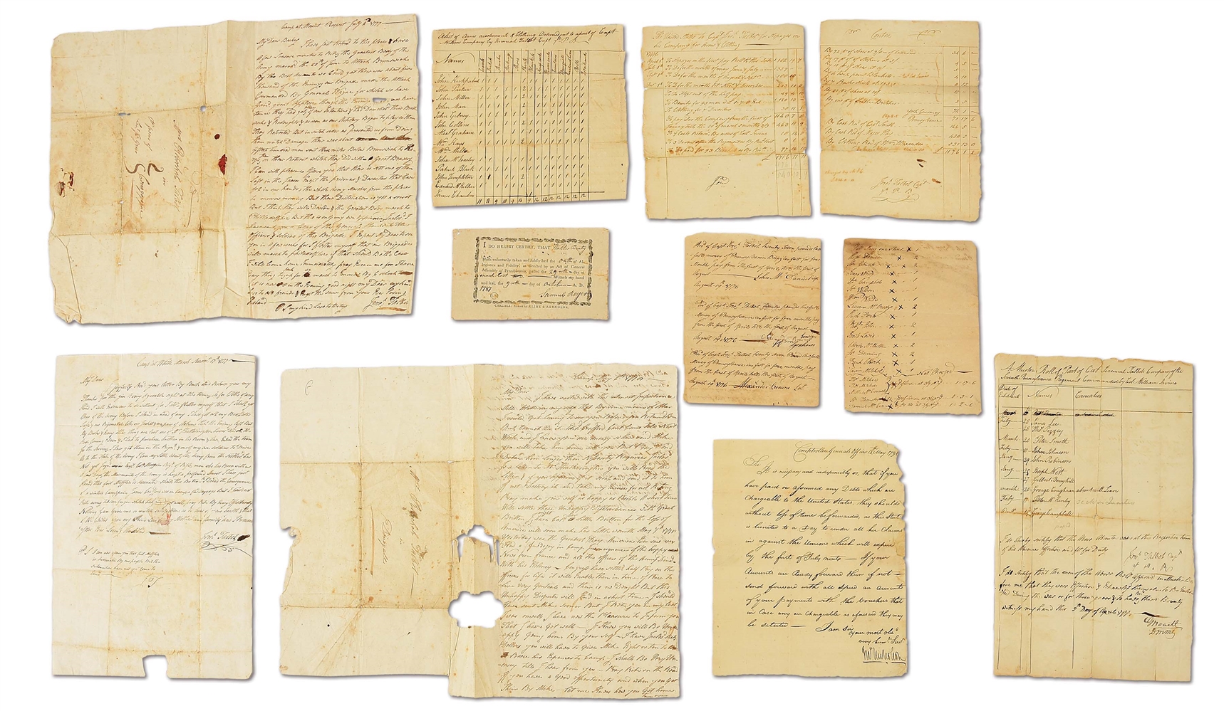LOT OF CAPT. AND MAJ. JEREMIAH TALBOT LETTERS AND DOCUMENTS.