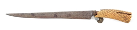 AMERICAN BONE HANDLED BELT KNIFE ATTRIBUTED TO THE BATTLE OF SARATOGA.