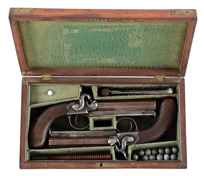 (A) CASED PAIR OF BLISSETT PERCUSSION PISTOLS