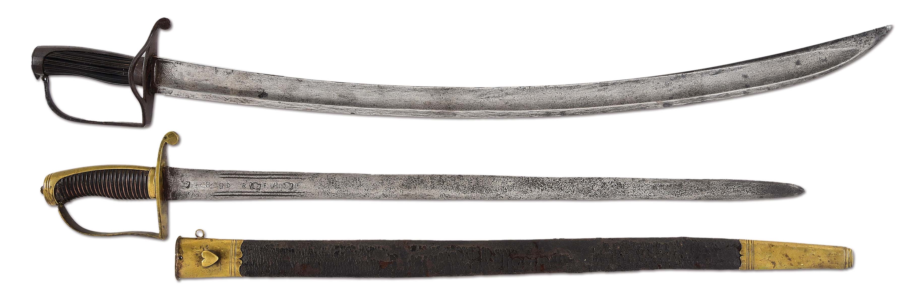 LOT OF 2: EARLY AMERICAN SHORT SWORDS.