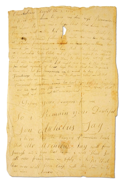1776 REVOLUTIONARY WAR SOLDIERS LETTER.