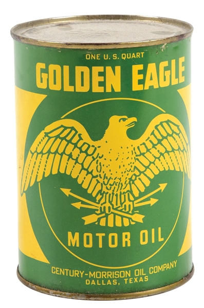 RARE GOLDEN EAGLE MOTOR OIL ONE QUART CAN W/ EAGLE GRAPHIC. 