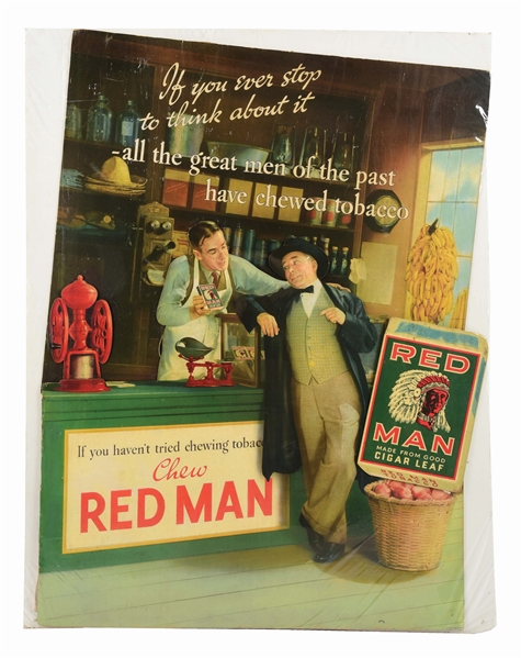 3-DIMENSIONAL 1930S RED MAN CARDBOARD POSTER.