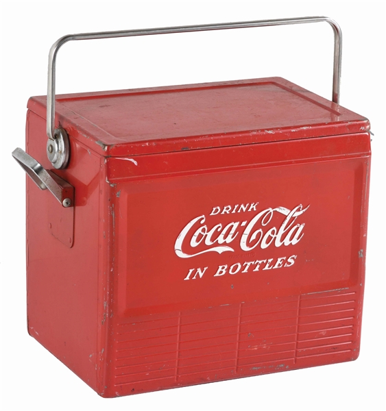 1950S DRINK COCA-COLA METAL ICE CHEST.