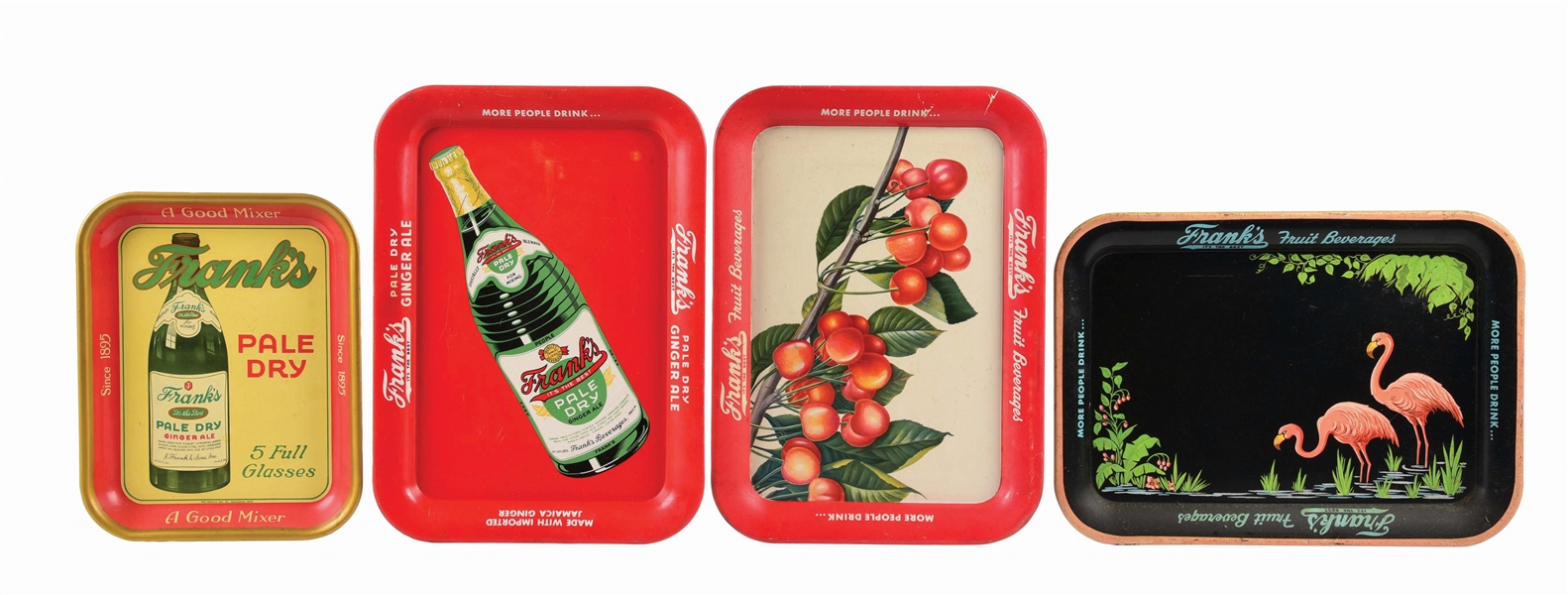 LOT OF 4: FRANKS GINGER ALE TRAYS.