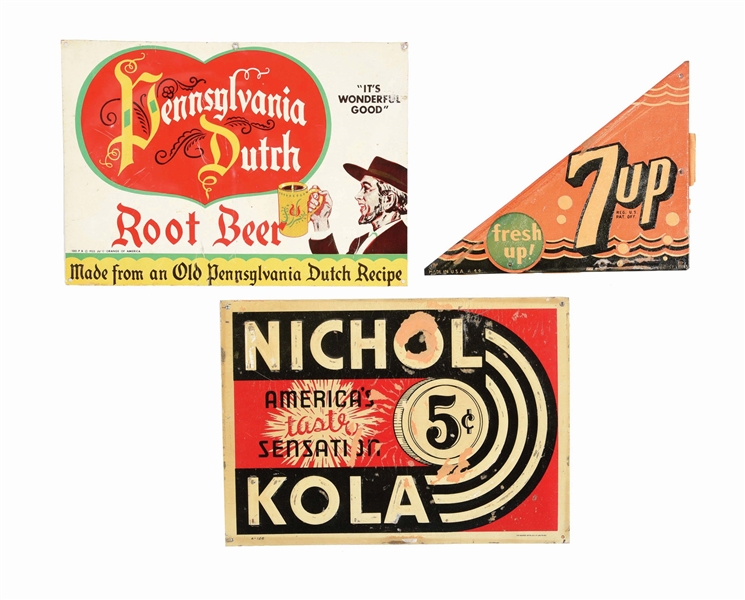 LOT OF 3: SODA SIGNS.