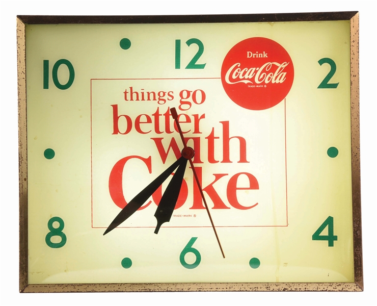 "THINGS GO BETTER WITH COKE" LIGHT-UP CLOCK.