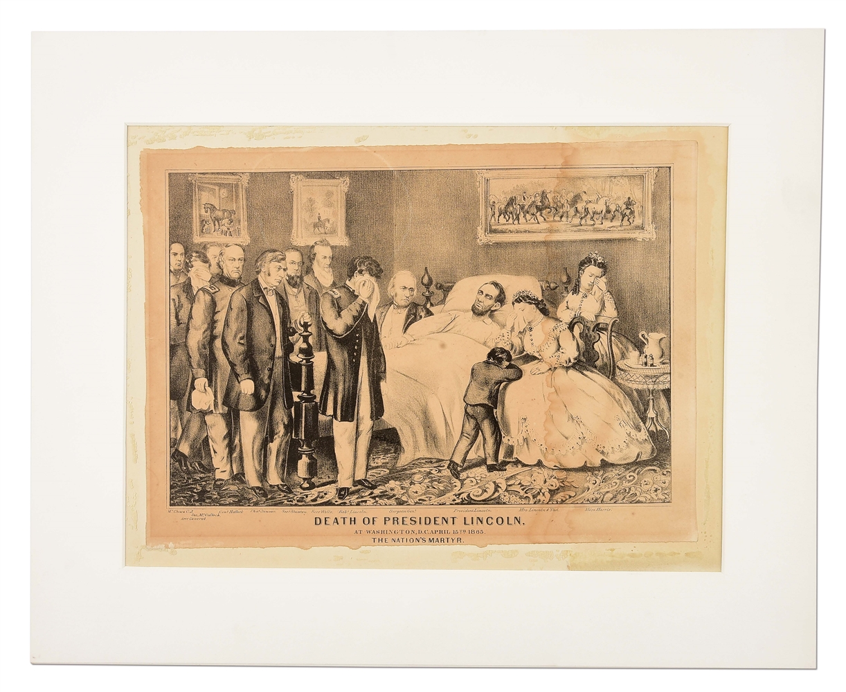 DEATH OF PRESIDENT LINCOLN, THE NATIONS MARTYR CURRIER & IVES PRINT.