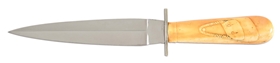 JIMMY LILE CUSTOM DAGGER WITH ANTIQUE WALRUS IVORY HANDLE.