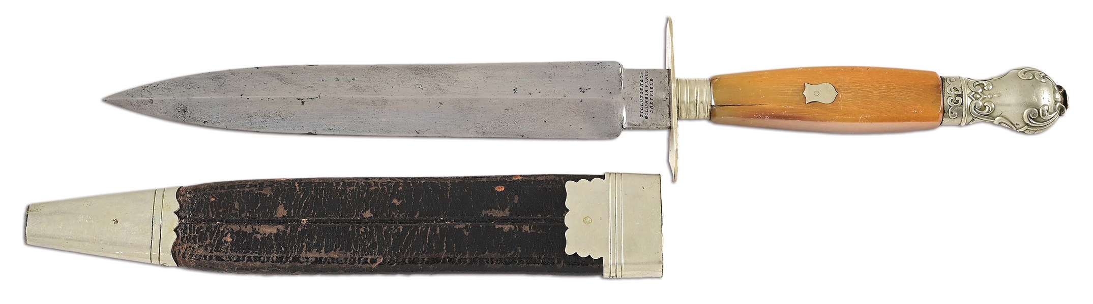 TILLOTSON & CO. SHEFFIELD DAGGER WITH ORNATE MOUNTS.