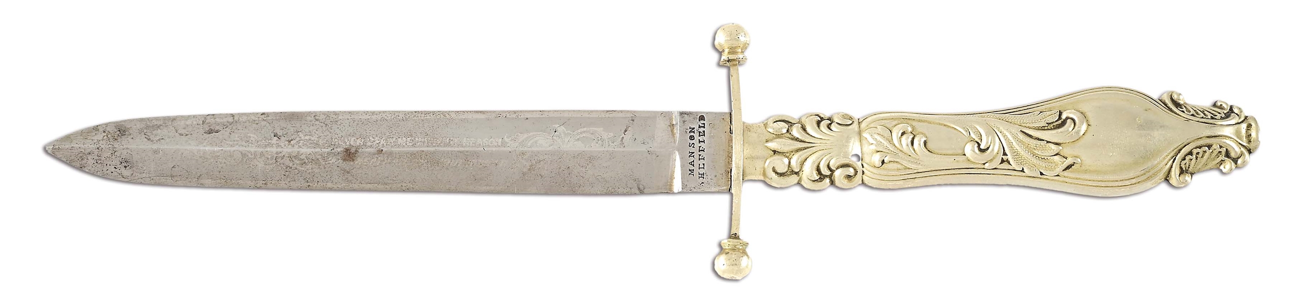 ETCHED BLADE DIRK KNIFE BY MANSON, SHEFFIELD.