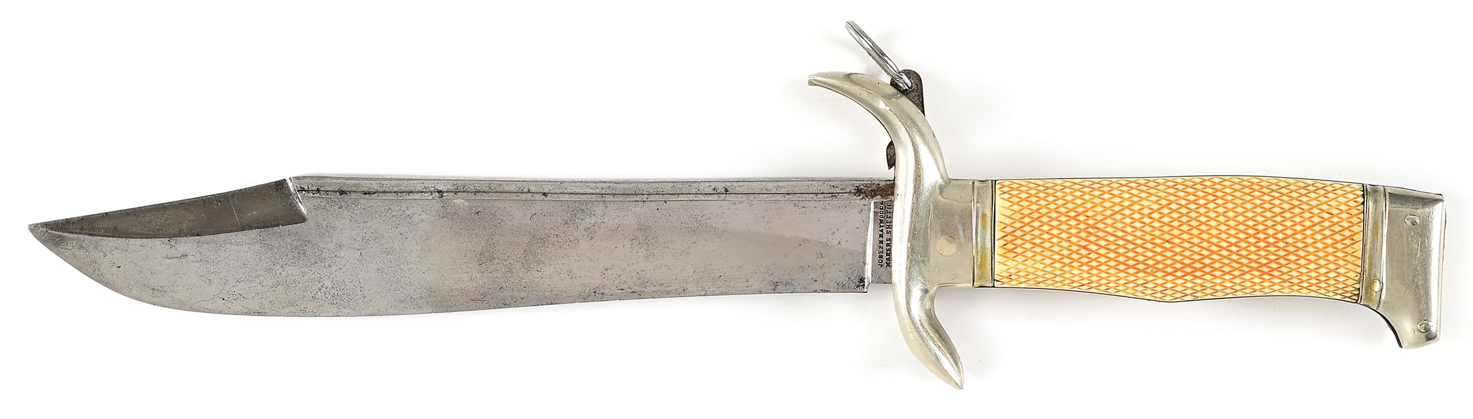 VICTORIAN FOLDING BOWIE KNIFE BY JOSEPH HAYWOOD, SHEFFIELD.