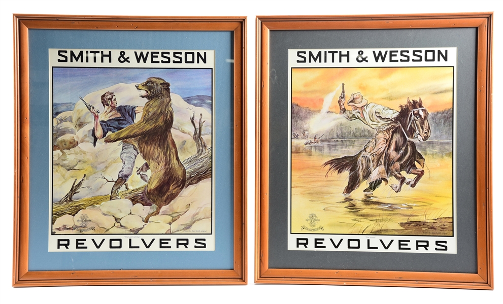 LOT OF 2: FRAMED SMITH & WESSON DAN SMITH ADVERTISMENTS.