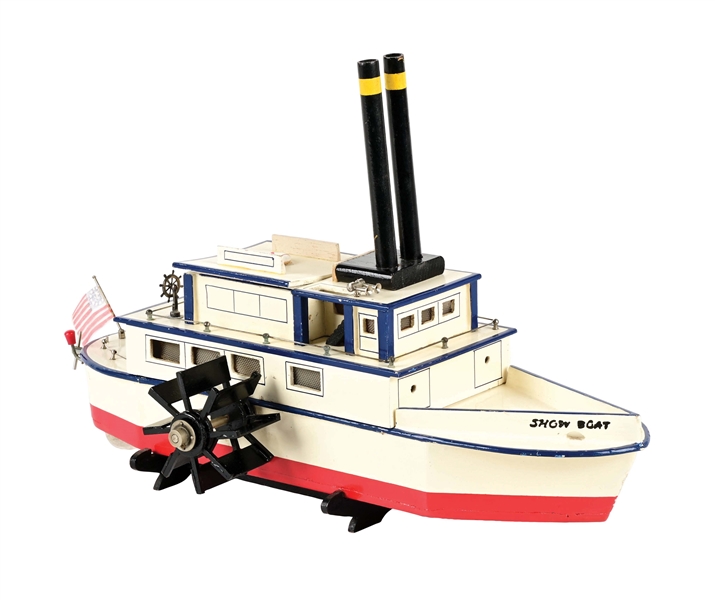 UNUSUAL JAPANESE BATTERY-POWERED WOODEN MODEL FERRY BOAT.