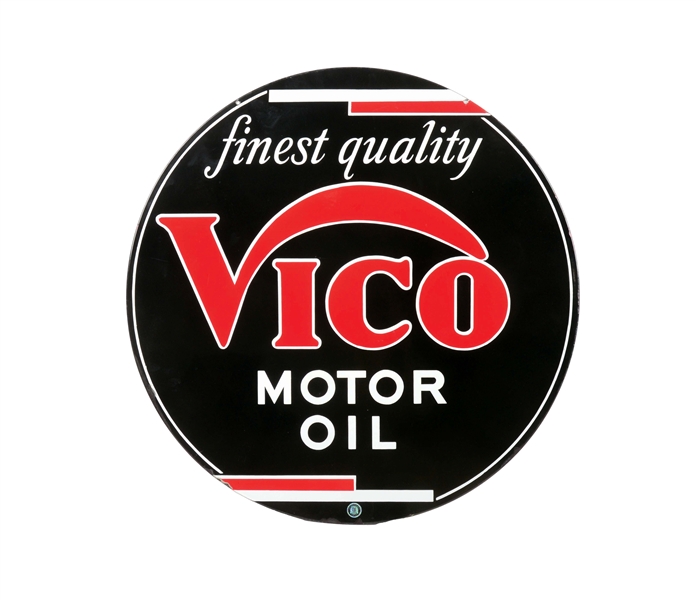 INCREDIBLY VICO "FINEST QUALITY" MOTOR OIL PORCELAIN SERVICE STATION SIGN.