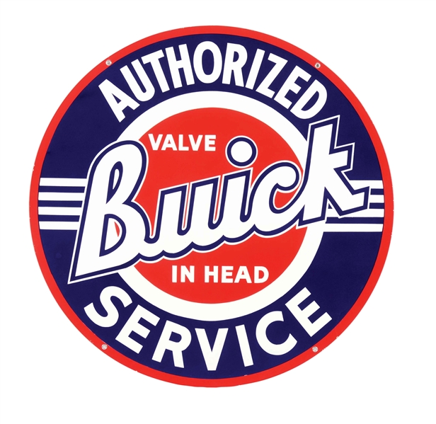 OUTSTANDING BUICK VALVE IN HEAD AUTHORIZED SERVICE PORCELAIN SIGN. 