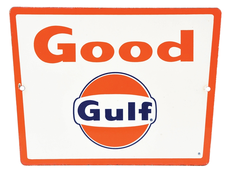 GOOD GULF GASOLINE PORCELAIN PUMP PLATE SIGN. 