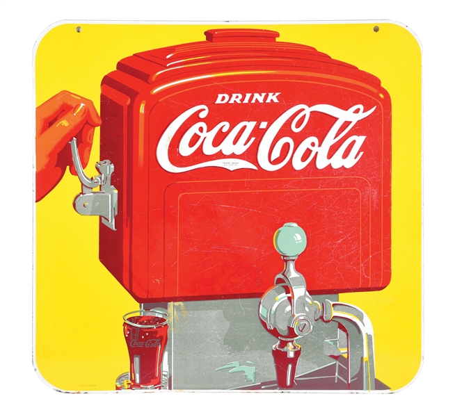 DRINK COCA-COLA PORCELAIN DISPENSER SIGN.