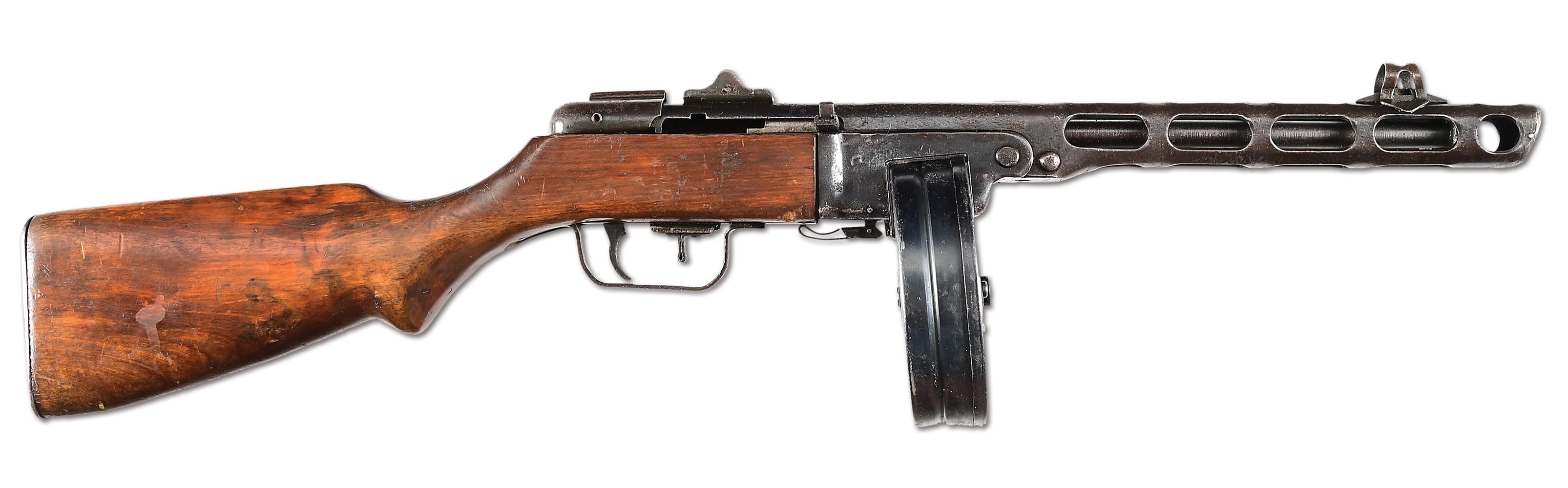 (N) SOUGHT AFTER RUSSIAN WORLD WAR II "1944" DATED PPSH-41 SUBMACHINE GUN WITH SPARE DRUM MAGAZINES (CURIO & RELIC).