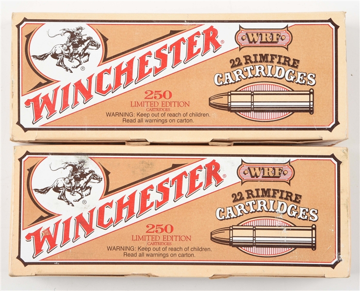 LOT OF 2: LIMITED EDITION BRICKS OF WINCHESTER .22 WRF AMMUNITION.