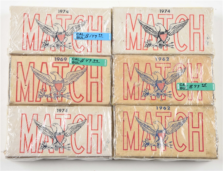LOT OF 6: BOXES OF MATCH .45 ACP AMMUNITION.