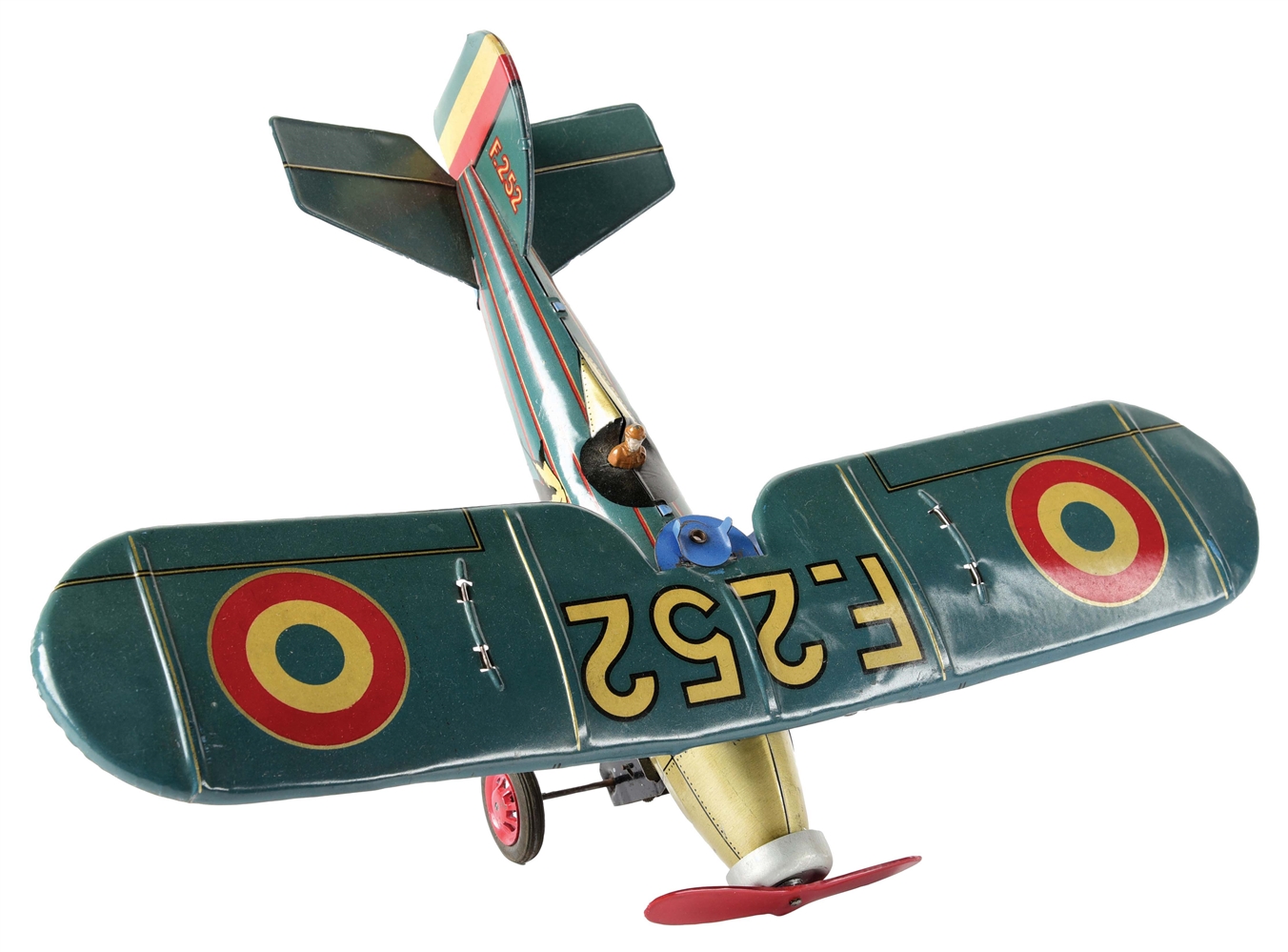 FRENCH PRE-WAR TIN LITHO WIND-UP AIPLANE TOY.