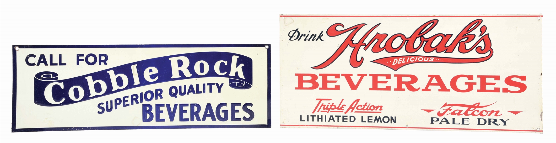 LOT OF 2: SINGLE SIDED EMBOSSED TIN SODA SIGNS.