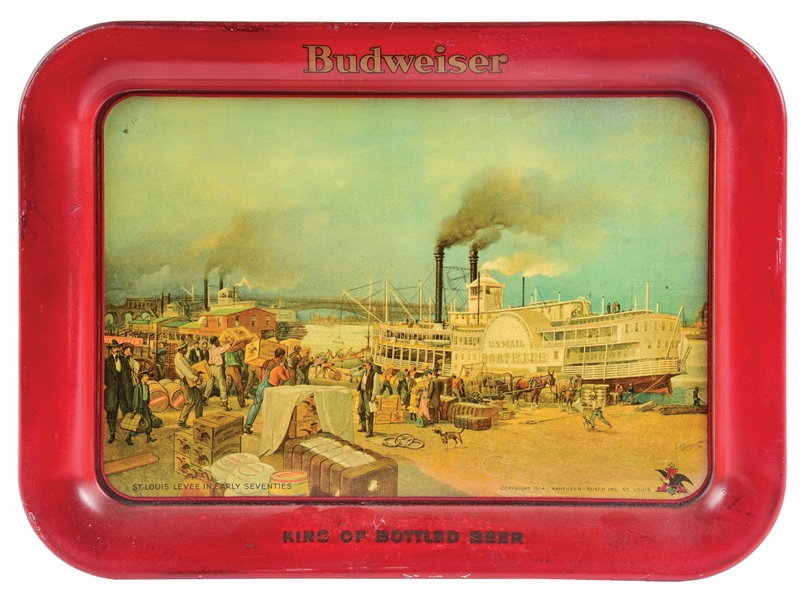 EARLY LITHOGRAPH BUDWEISER SERVING TRAY.