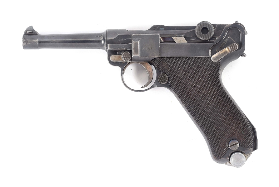 (C) DESIRABLE EXTREMELY EARLY 1914 PRODUCTION ERFURT 3-DIGIT, NO SUFFIX, P.08 LUGER SEMI-AUTOMATIC PISTOL.