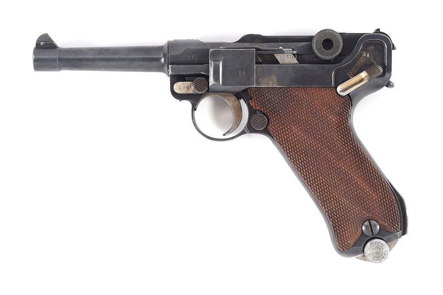 (C) NICE GERMAN WEIMAR ERA DWM "1918" DATE P.08 POLICE LUGER SEMI-AUTOMATIC PISTOL.