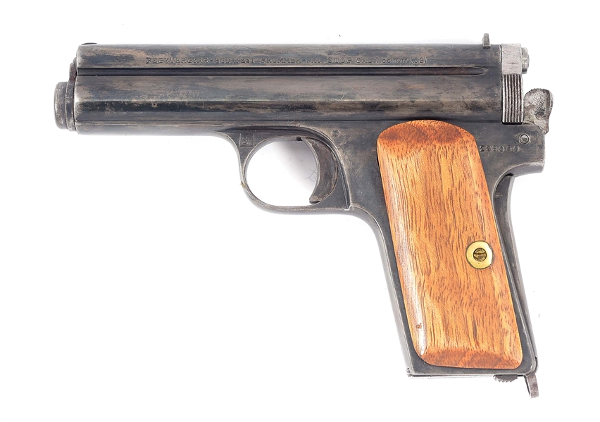 (C) FEG FROMMER STOP SEMI-AUTOMATIC PISTOL WITH FAUX "SS" STAMPED LEATHER HOLSTER.