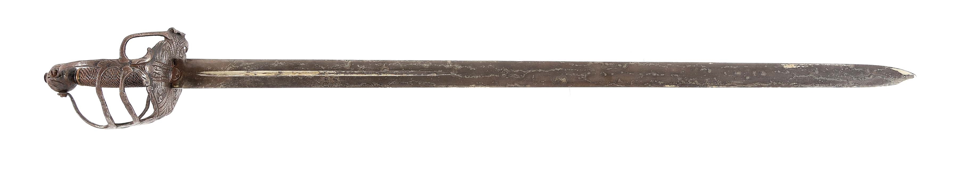ENGLISH CIVIL WAR BASKET HILT, CHISELED IN THE MORTUARY STYLE.