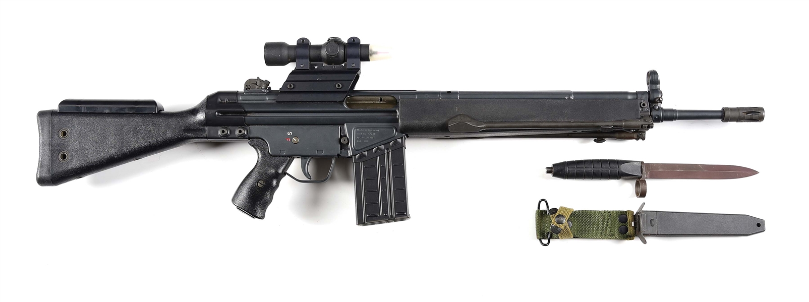 (M) HIGH CONDITION AND HIGHLY DESIRABLE PRE-BAN HECKLER & KOCH HK91 SEMI-AUTOMATIC RIFLE WITH ACCESSORIES.