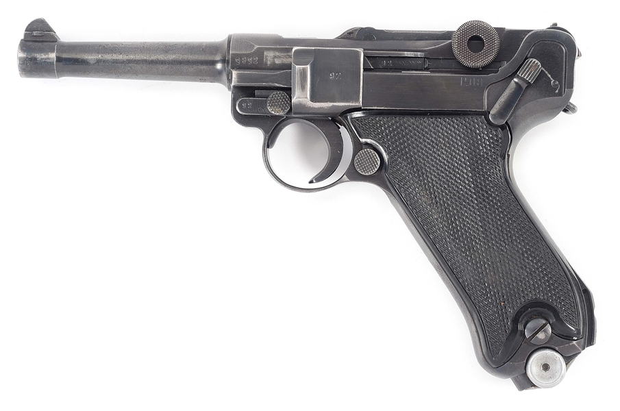 (C) GERMAN WORLD WAR II MAUSER "BYF" CODE "41" DATE P08 LUGER SEMI-AUTOMATIC PISTOL WITH HOLSTER.