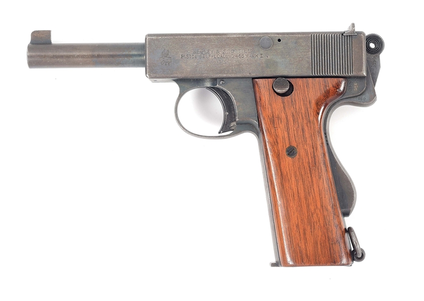 (C) WEBLEY MARK I NAVY MODEL SEMI AUTOMATIC PISTOL.