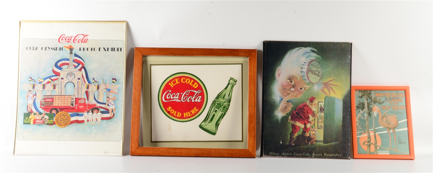 LOT OF 4: COCA-COLA FRAMED ADVERTISEMENTS.