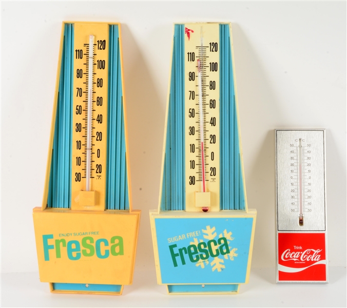 LOT OF 3: SODA THERMOMETERS.