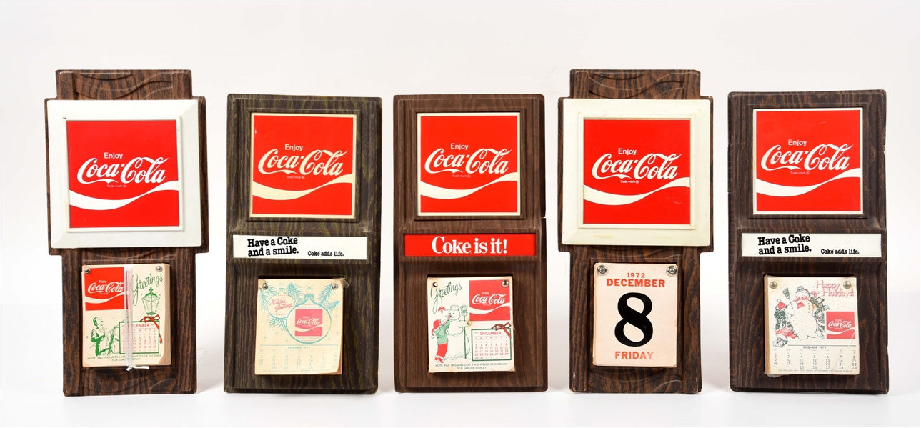 LOT OF 5: COCA-COLA MIRRO-PRODUCTS CO. TEAR-OFF WALL CALENDARS.