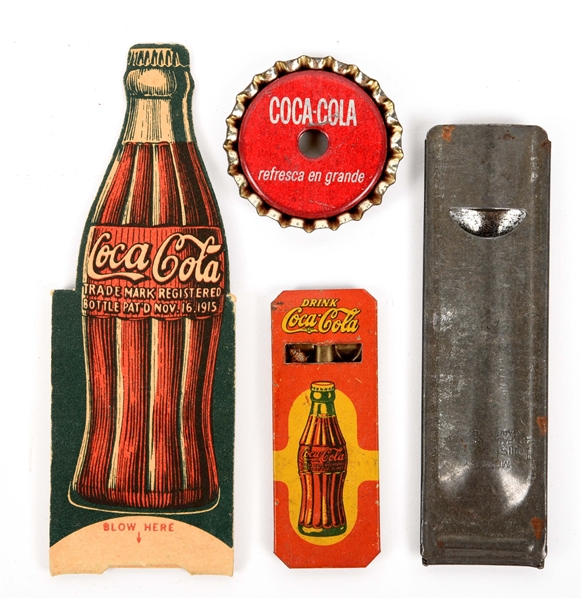 LOT OF 4: COCA-COLA ADVERTISING ITEMS.